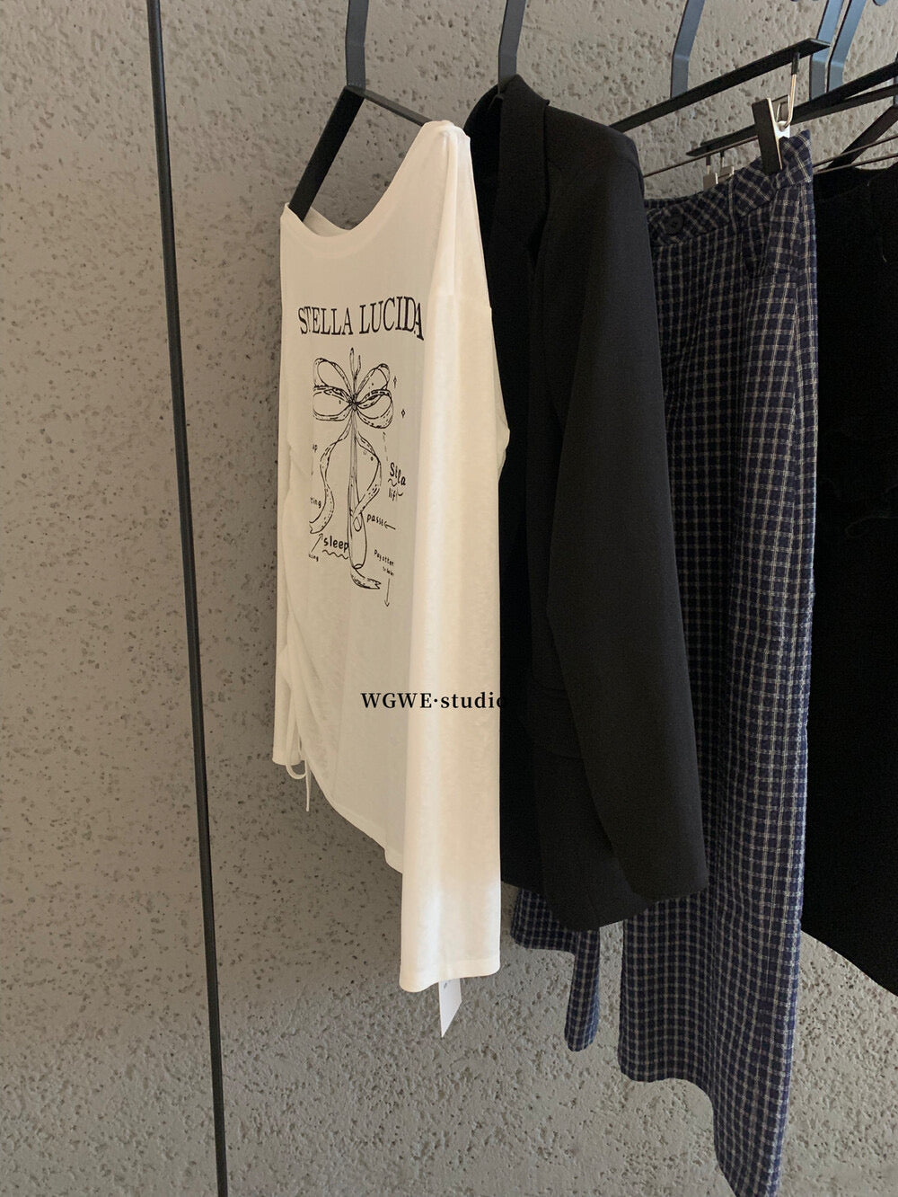 WGWE White One-Shoulder Long Sleeve Tee