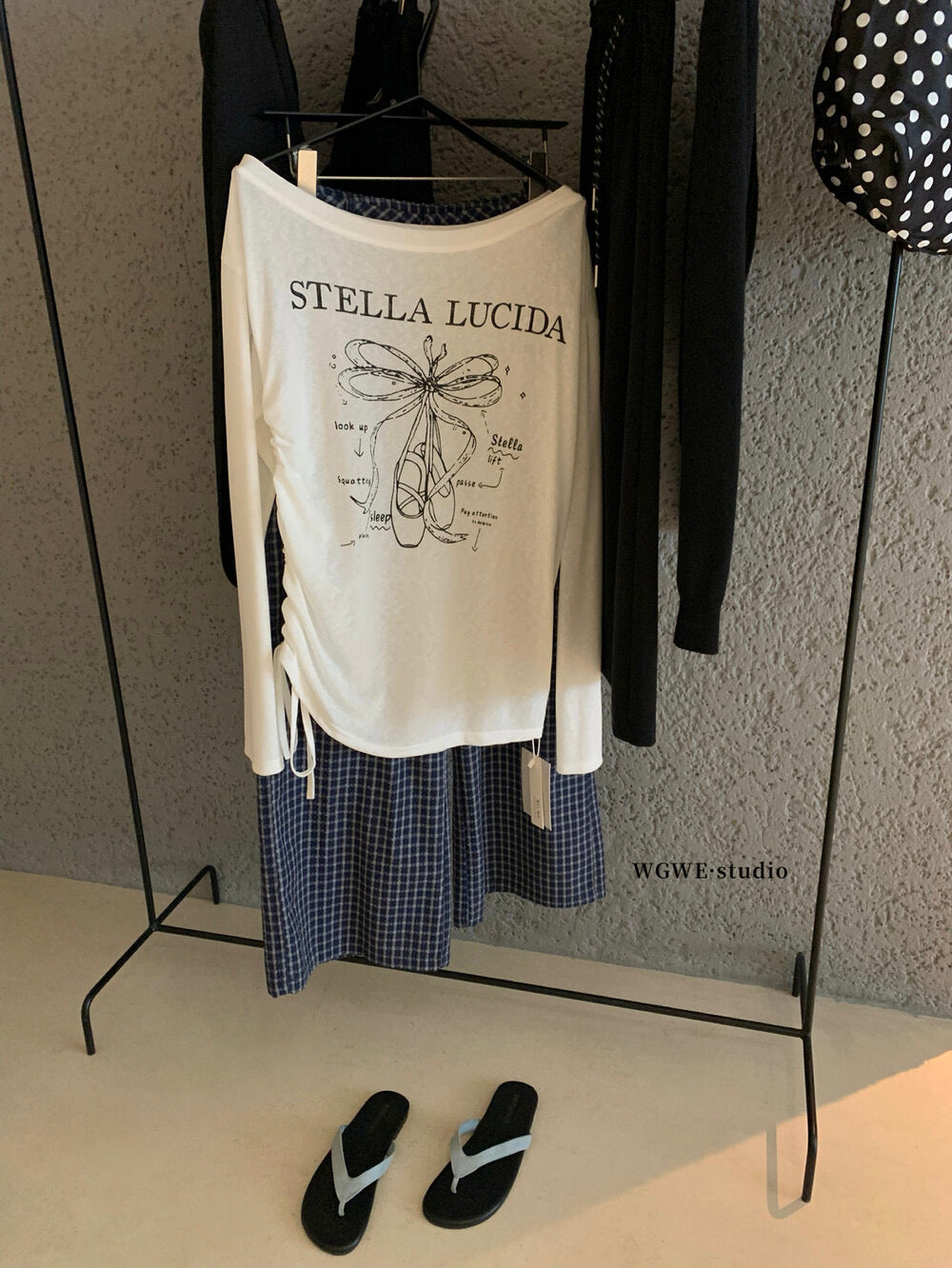 WGWE White One-Shoulder Long Sleeve Tee