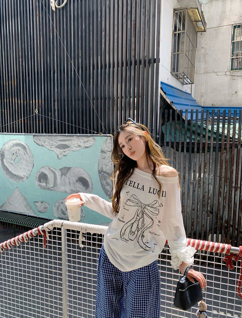 WGWE White One-Shoulder Long Sleeve Tee