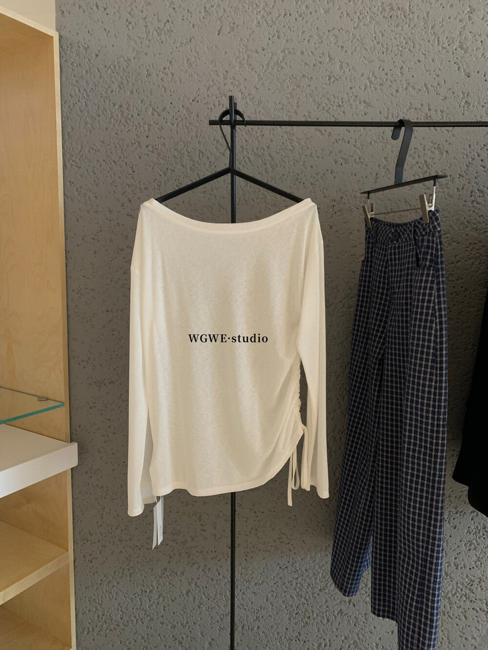 WGWE White One-Shoulder Long Sleeve Tee