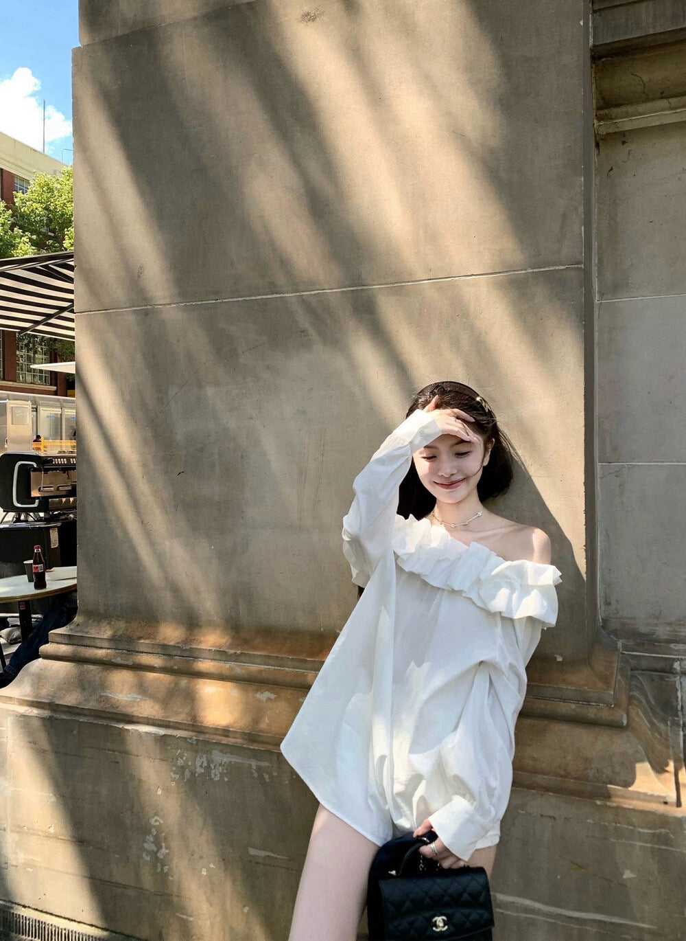 WGWE Off-Shoulder Lantern Sleeve Blouse