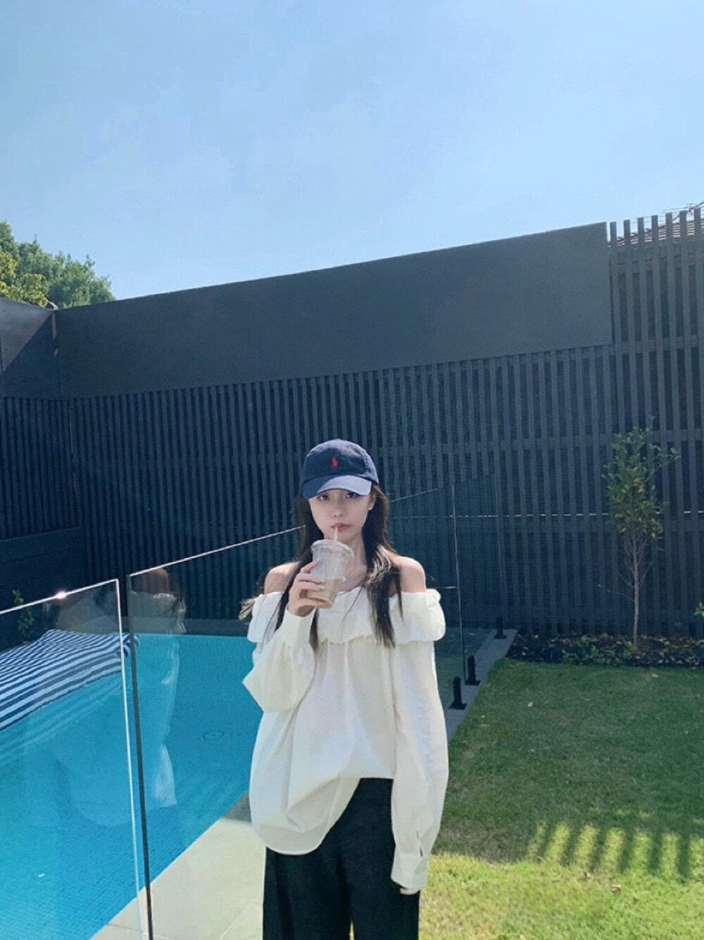 WGWE Off-Shoulder Lantern Sleeve Blouse
