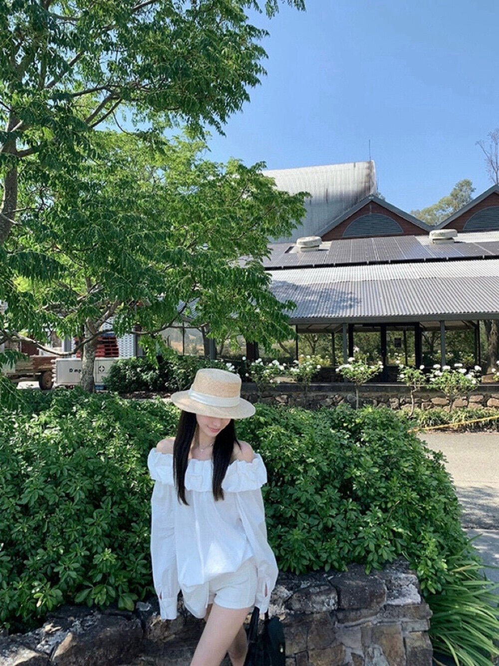 WGWE Off-Shoulder Lantern Sleeve Blouse
