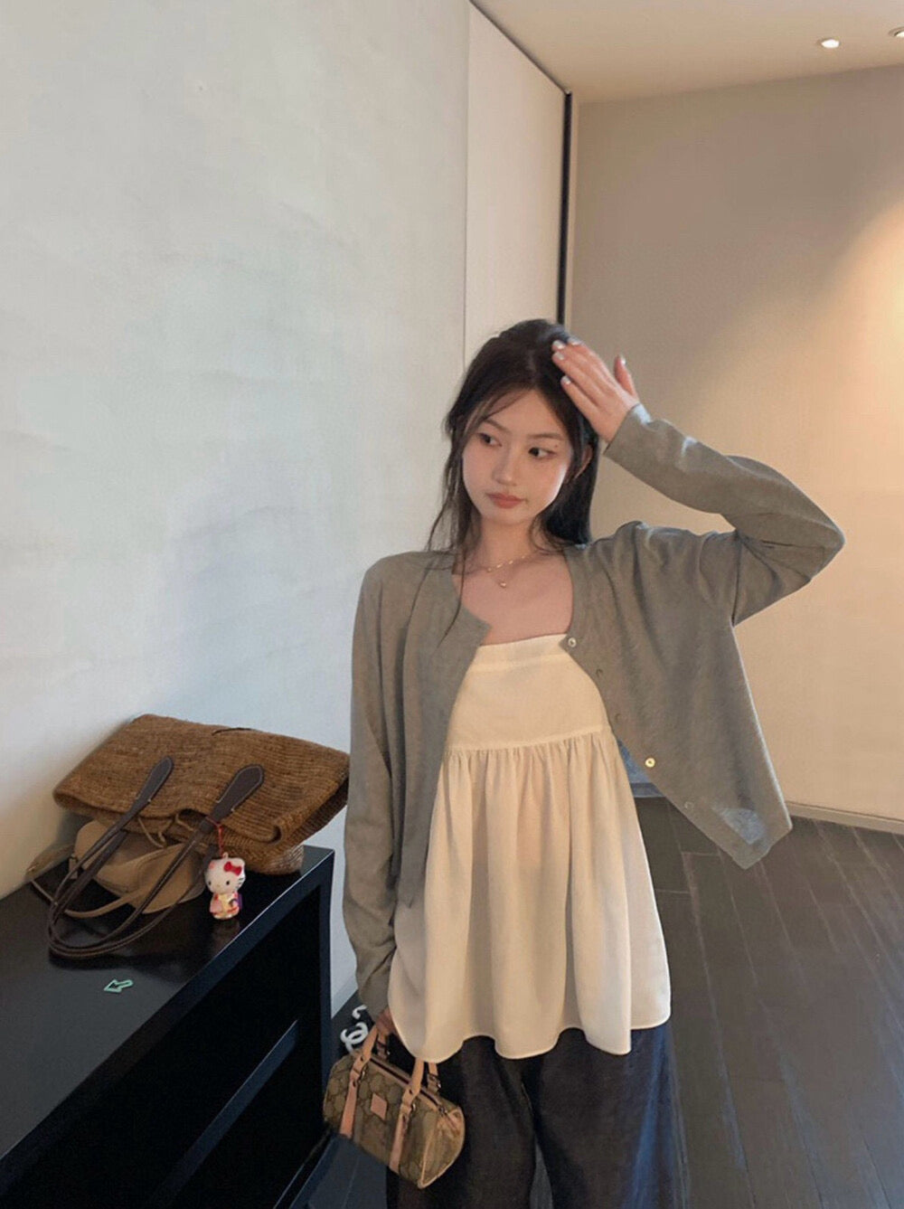 WGWE Sweet Girl Knit Cardigan + Cami Top Two-Piece Set