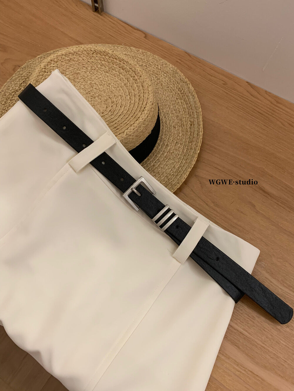WGWE High-Waist Commuter Preppy Suit A-Line Skirt