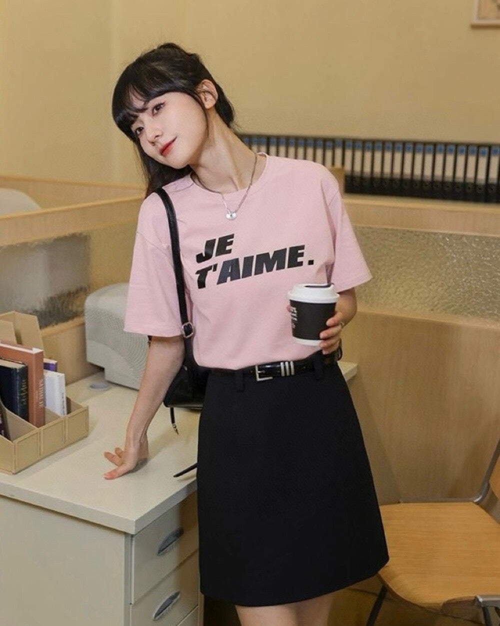 WGWE High-Waist Commuter Preppy Suit A-Line Skirt