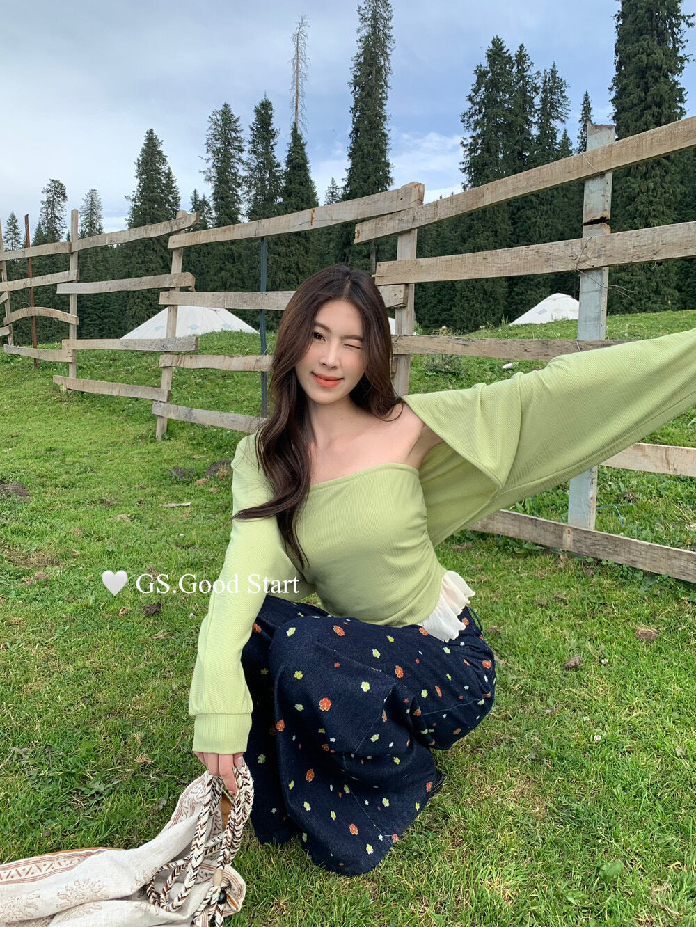 GS.GOOD START Mesh Panel Tube Top + Cardigan Set
