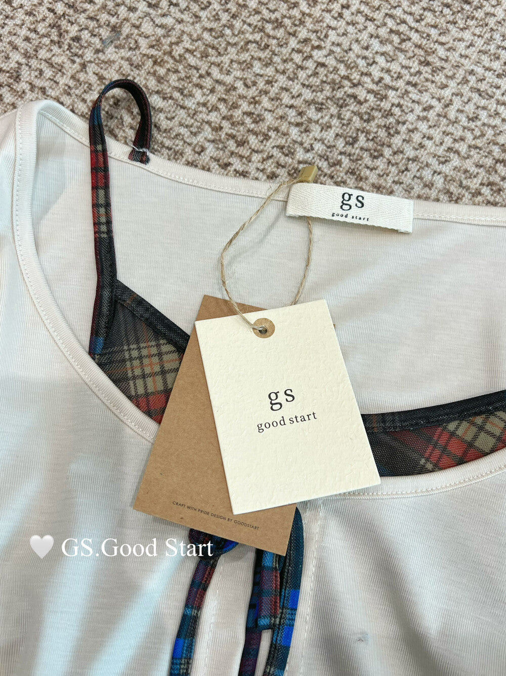 GS.GOOD START Contrast Bow Faux Two-Piece Top
