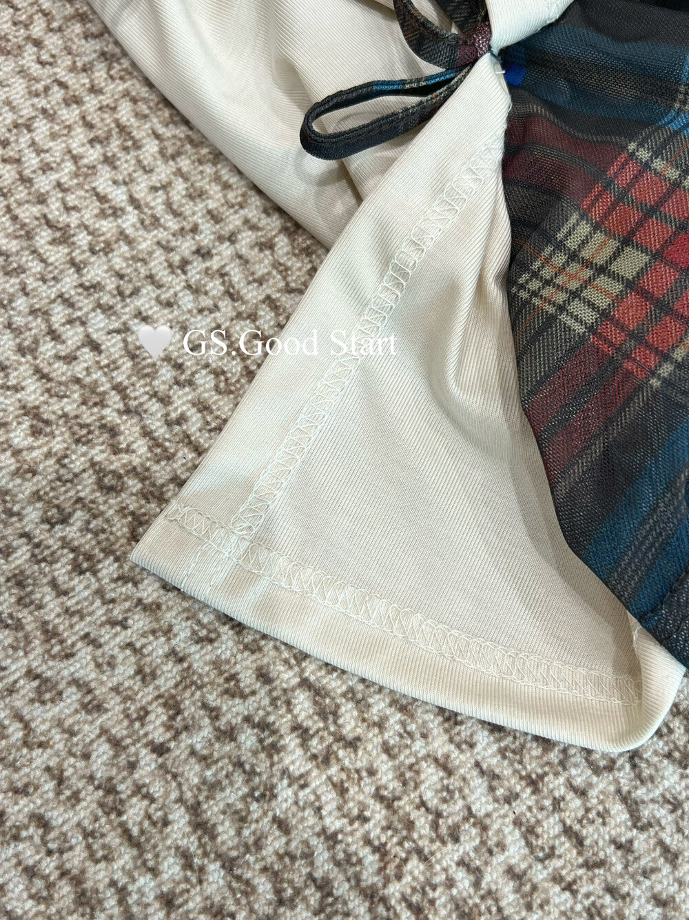 GS.GOOD START Contrast Bow Faux Two-Piece Top