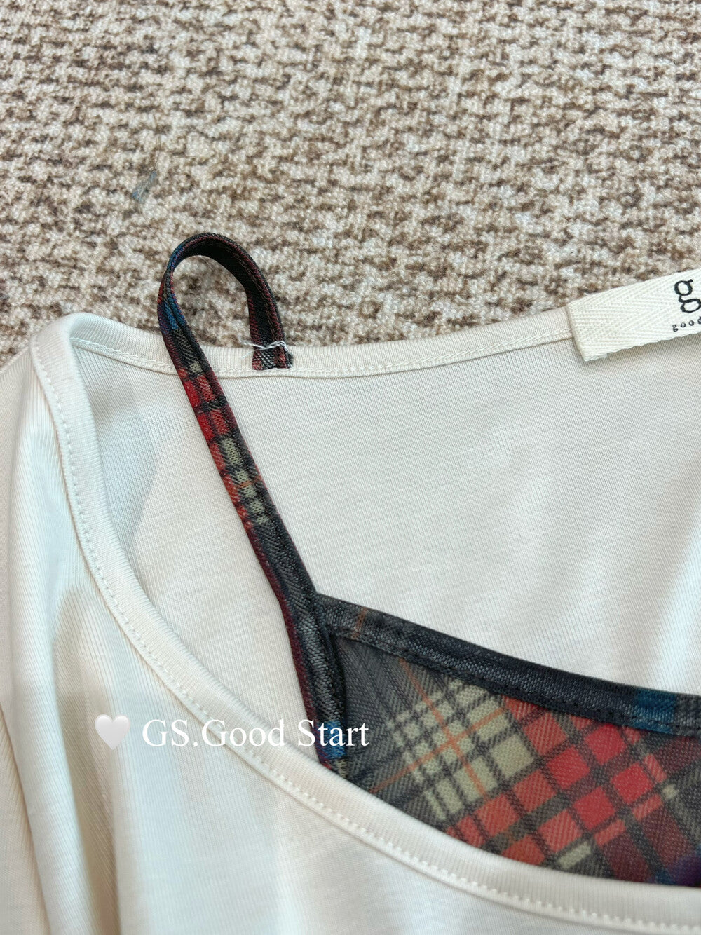 GS.GOOD START Contrast Bow Faux Two-Piece Top