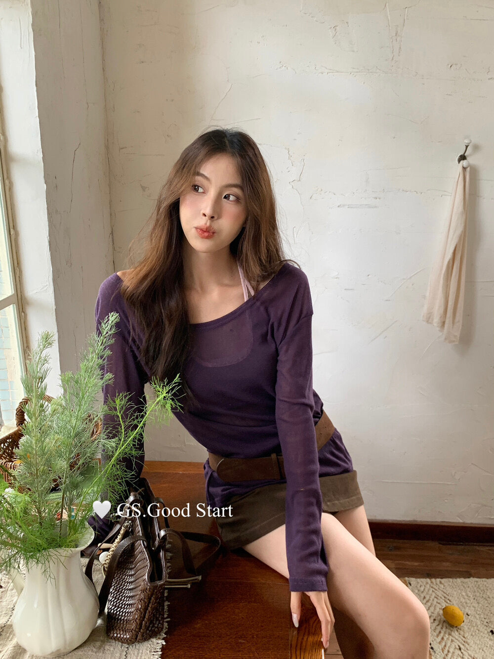 GS.GOOD START Color-Block Halter Neck Backless Bra + Top Set