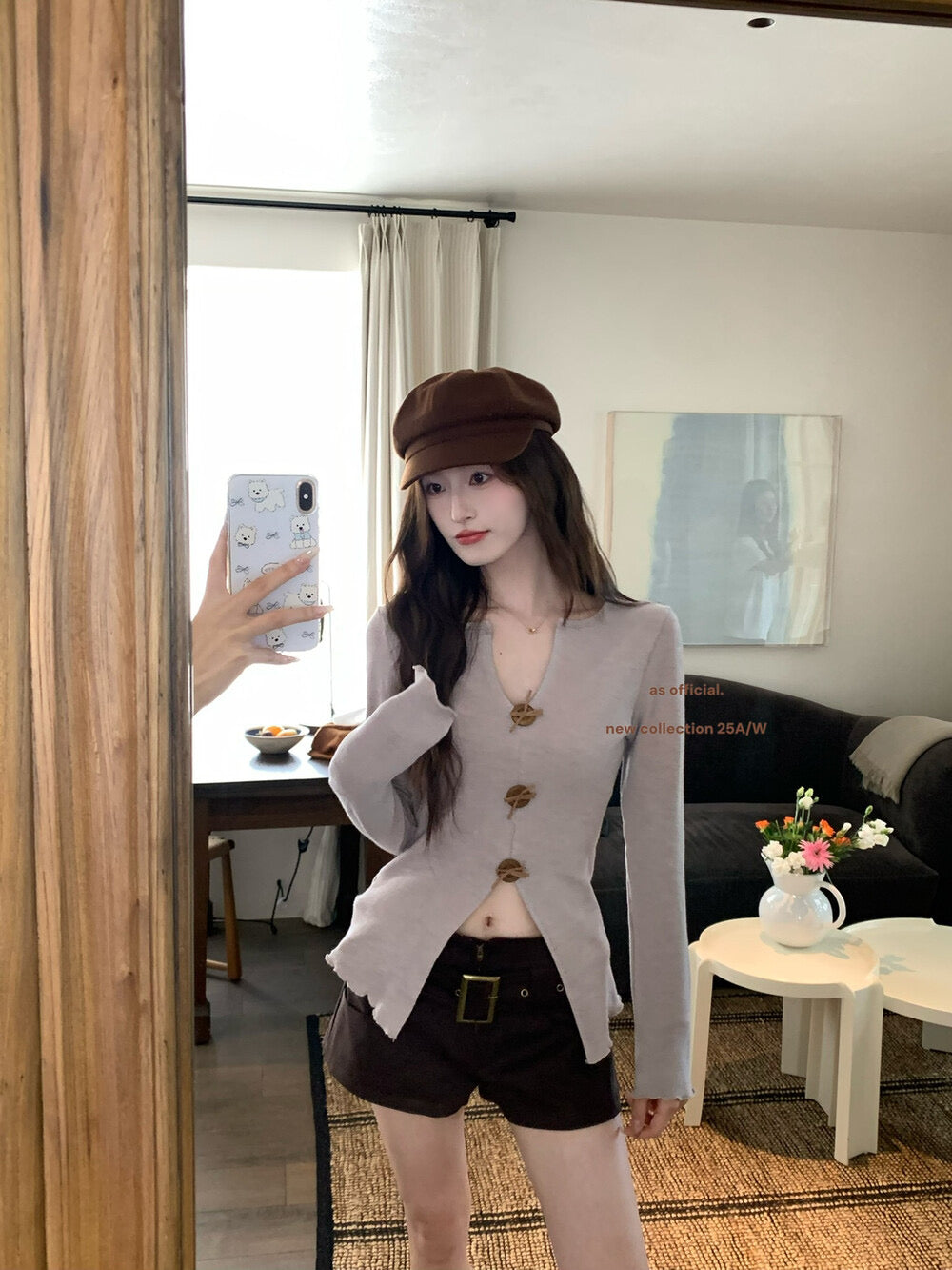 AS OFFICIAL Belgium Muse Suede Matte High-Waist Belted Shorts