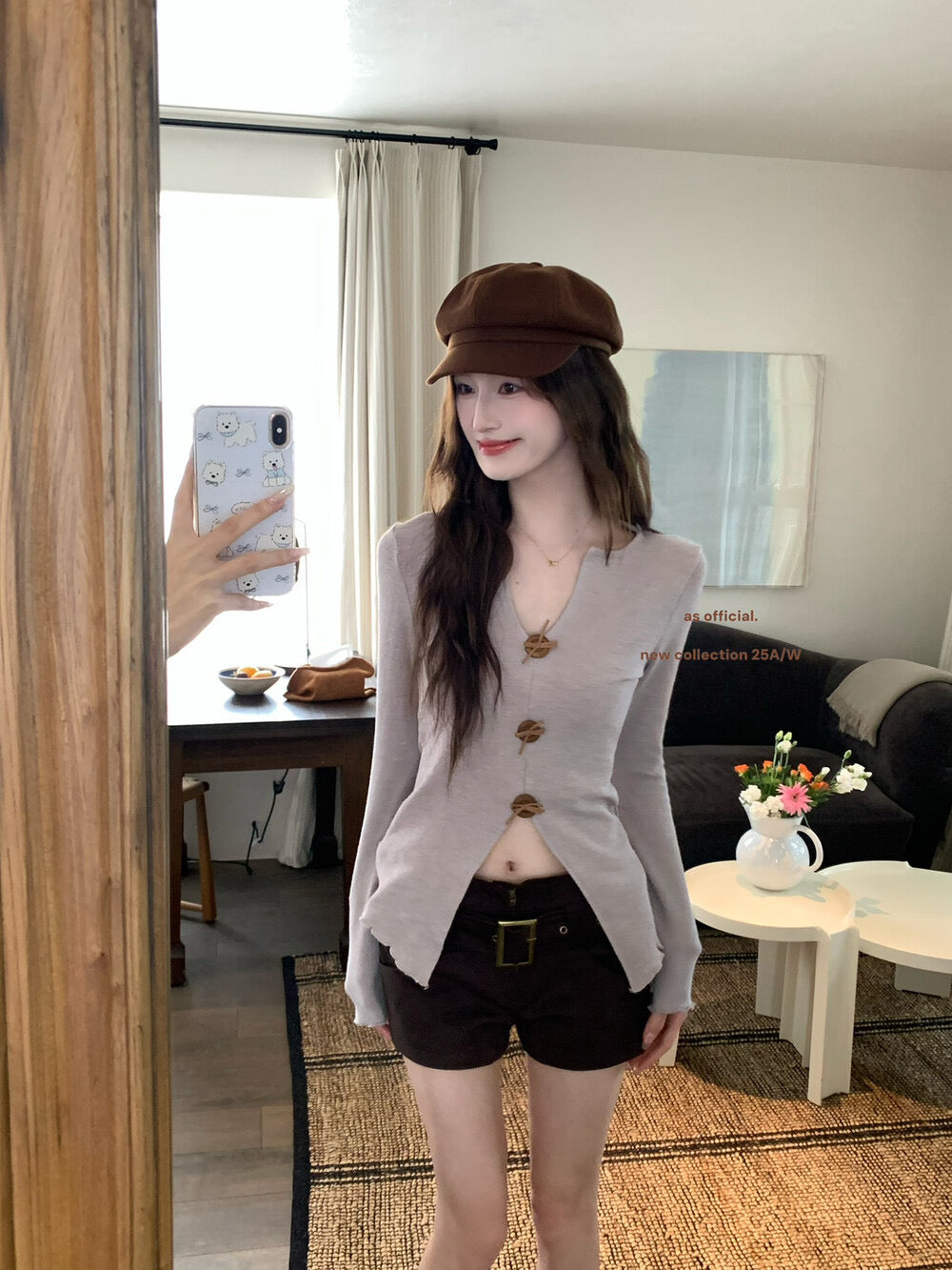 AS OFFICIAL Belgium Muse Suede Matte High-Waist Belted Shorts