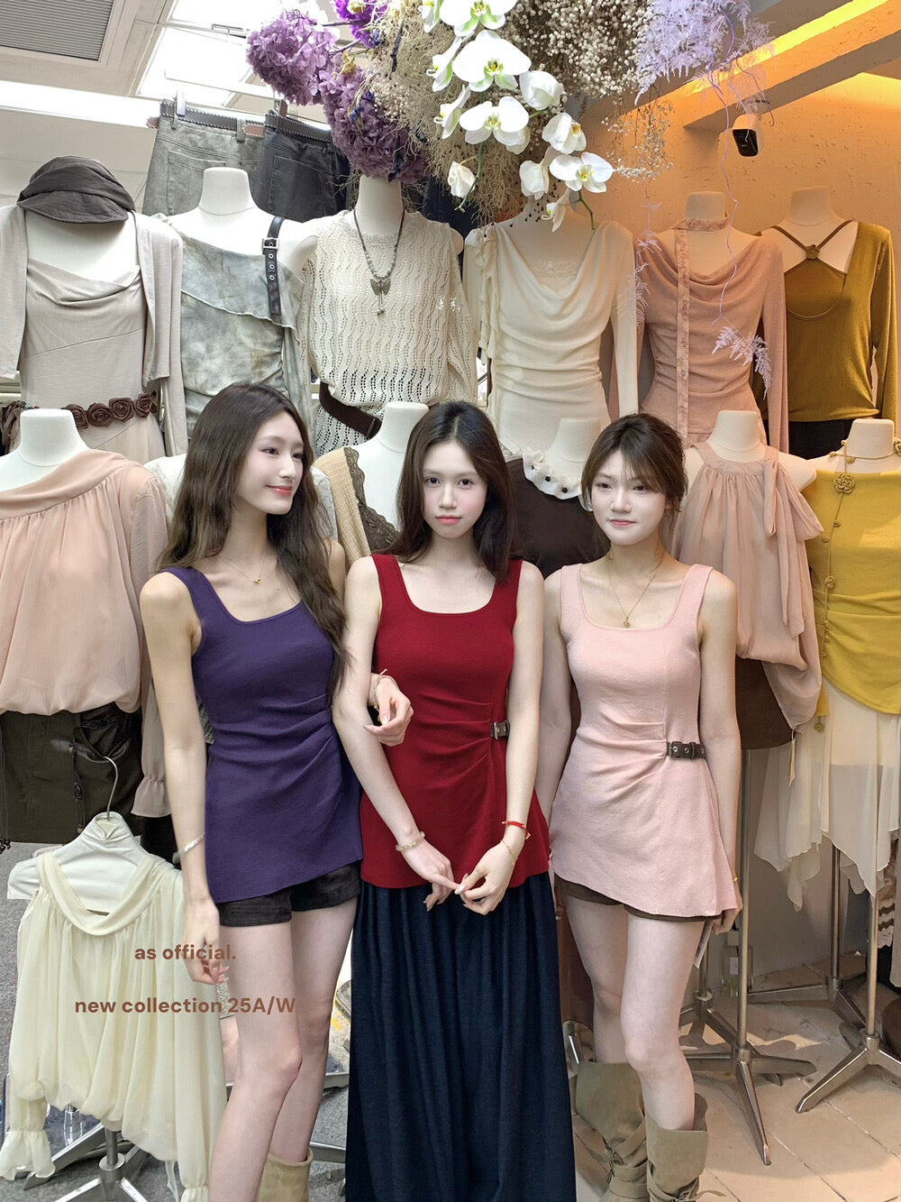 AS OFFICIAL Chic Buff Wool-Blend Belted Ruched Knit Tank