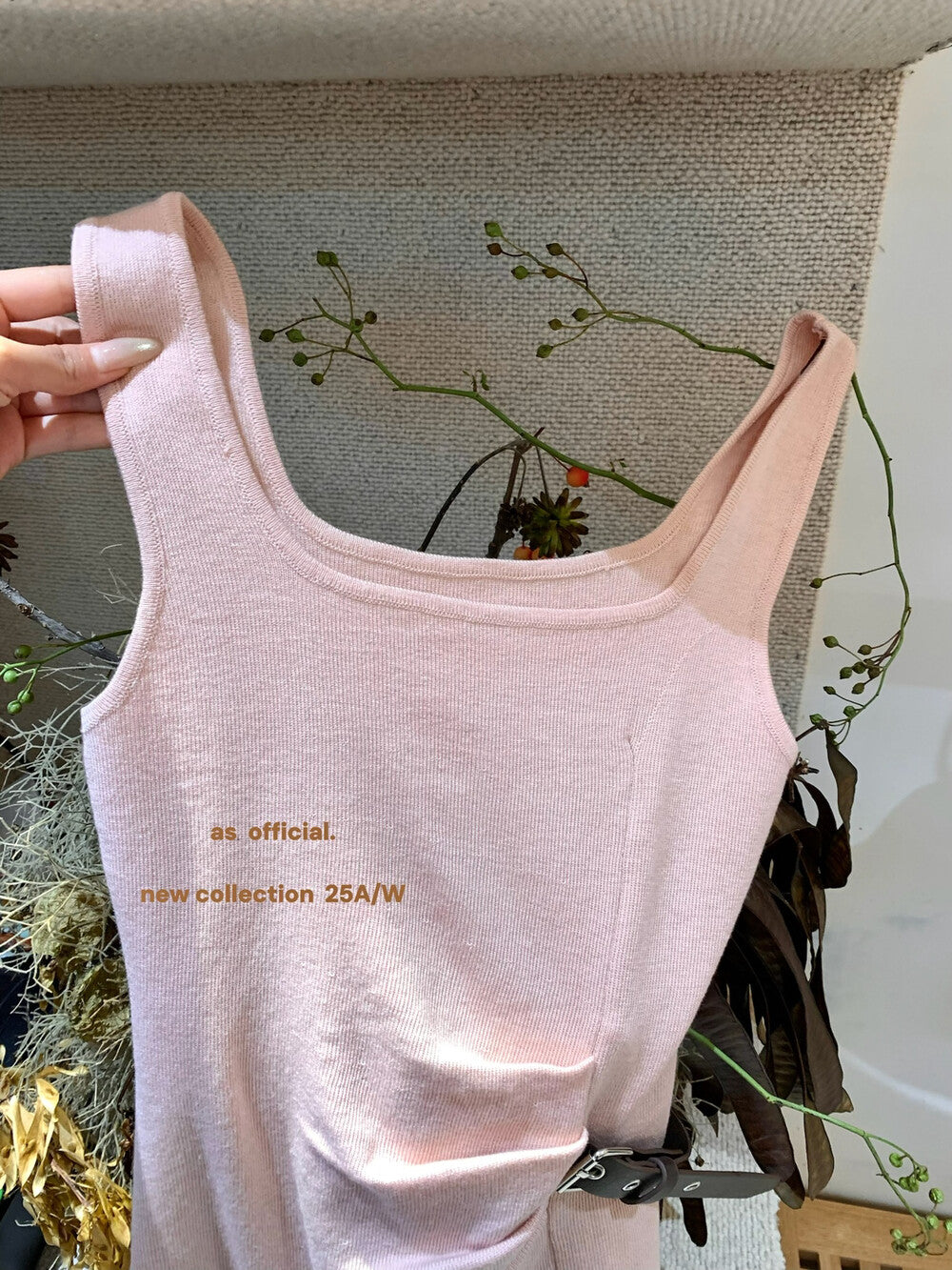 AS OFFICIAL Chic Buff Wool-Blend Belted Ruched Knit Tank