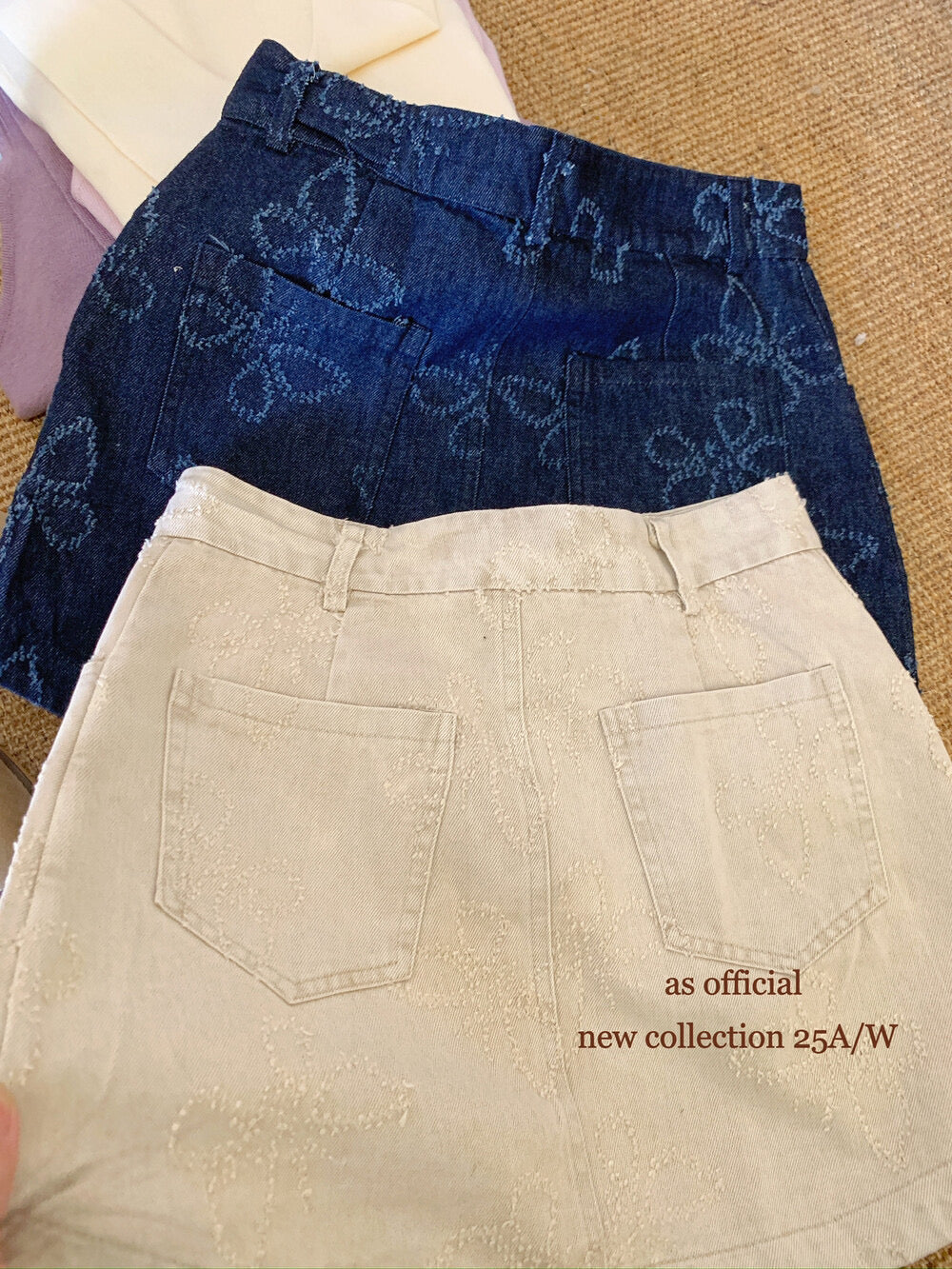 AS OFFICIAL Wenger Academy Jacquard Butterfly A-Line Washed Denim Skirt
