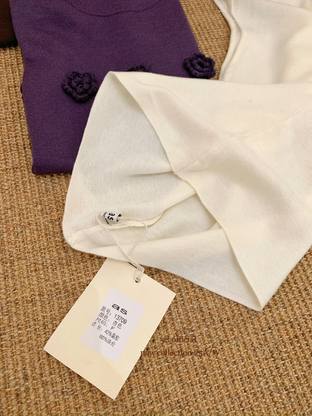 AS OFFICIAL Soft Half Turtleneck Knit Top with 3D Floral Detail
