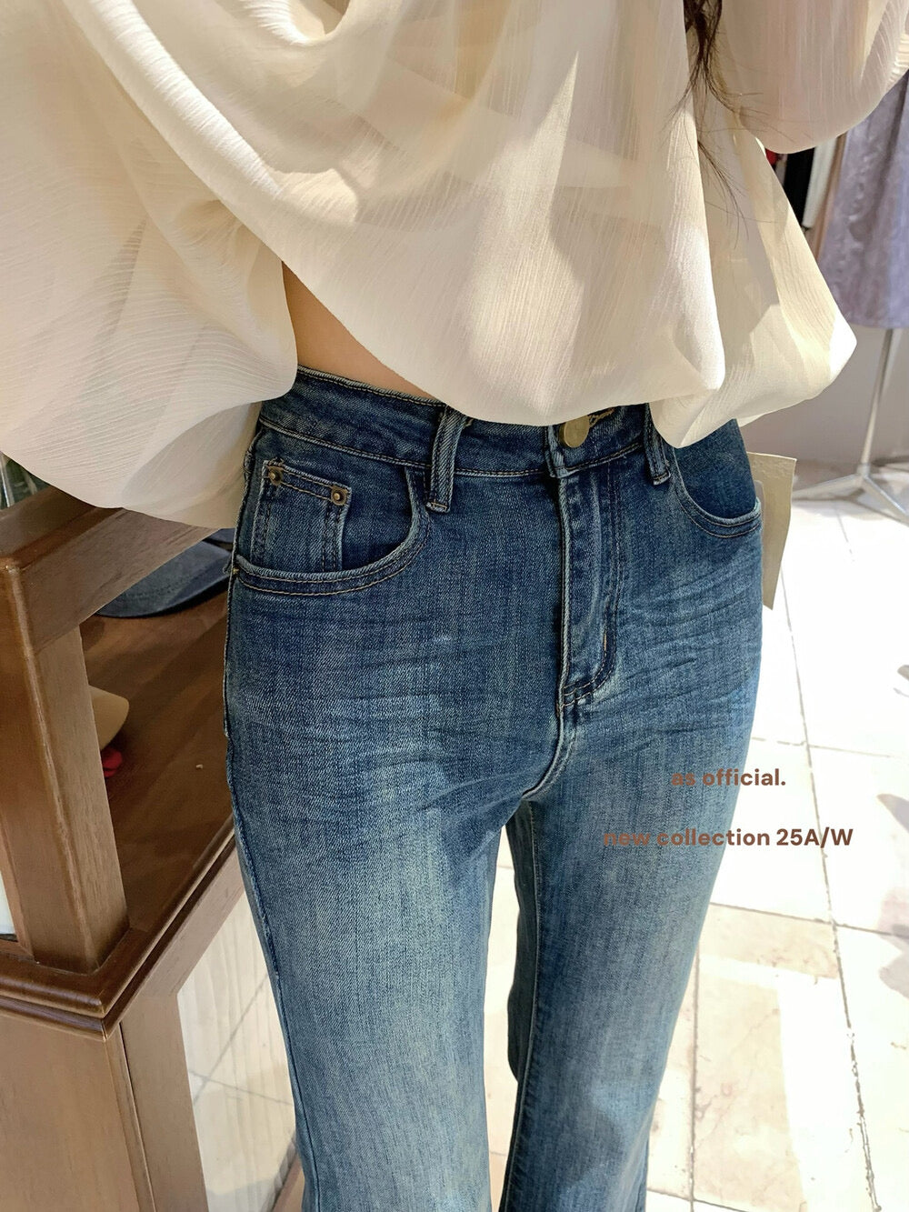 AS OFFICIAL “Perfect Ratio” High-Waist Washed Flared Jeans