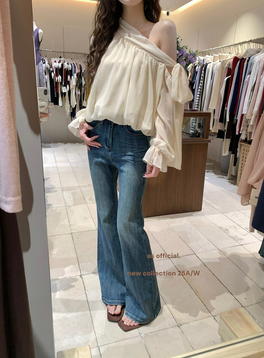 AS OFFICIAL “Perfect Ratio” High-Waist Washed Flared Jeans