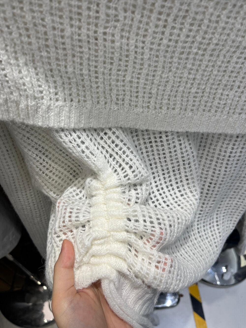Champagne Glow Off-Shoulder Mohair Knit