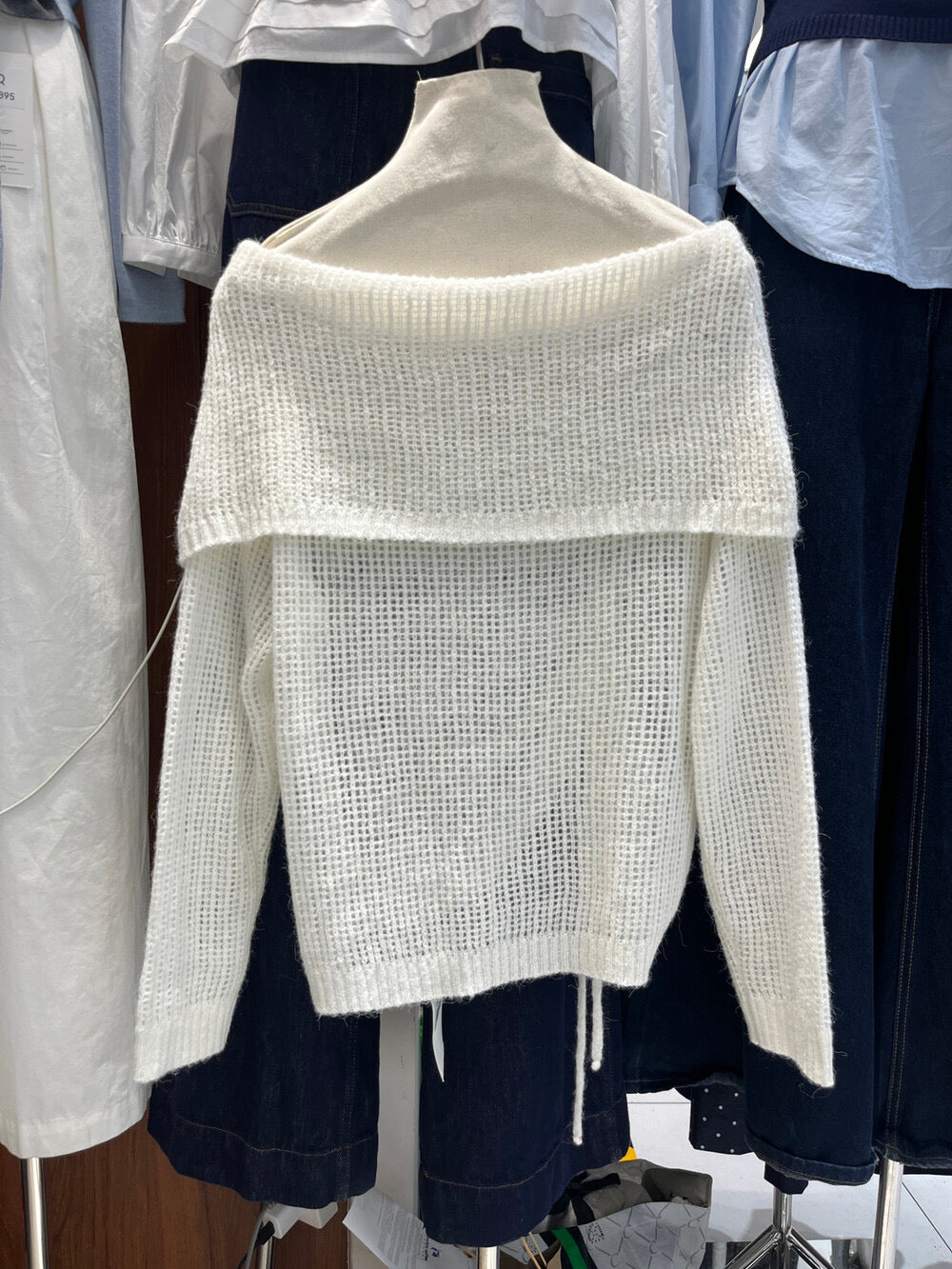 Champagne Glow Off-Shoulder Mohair Knit
