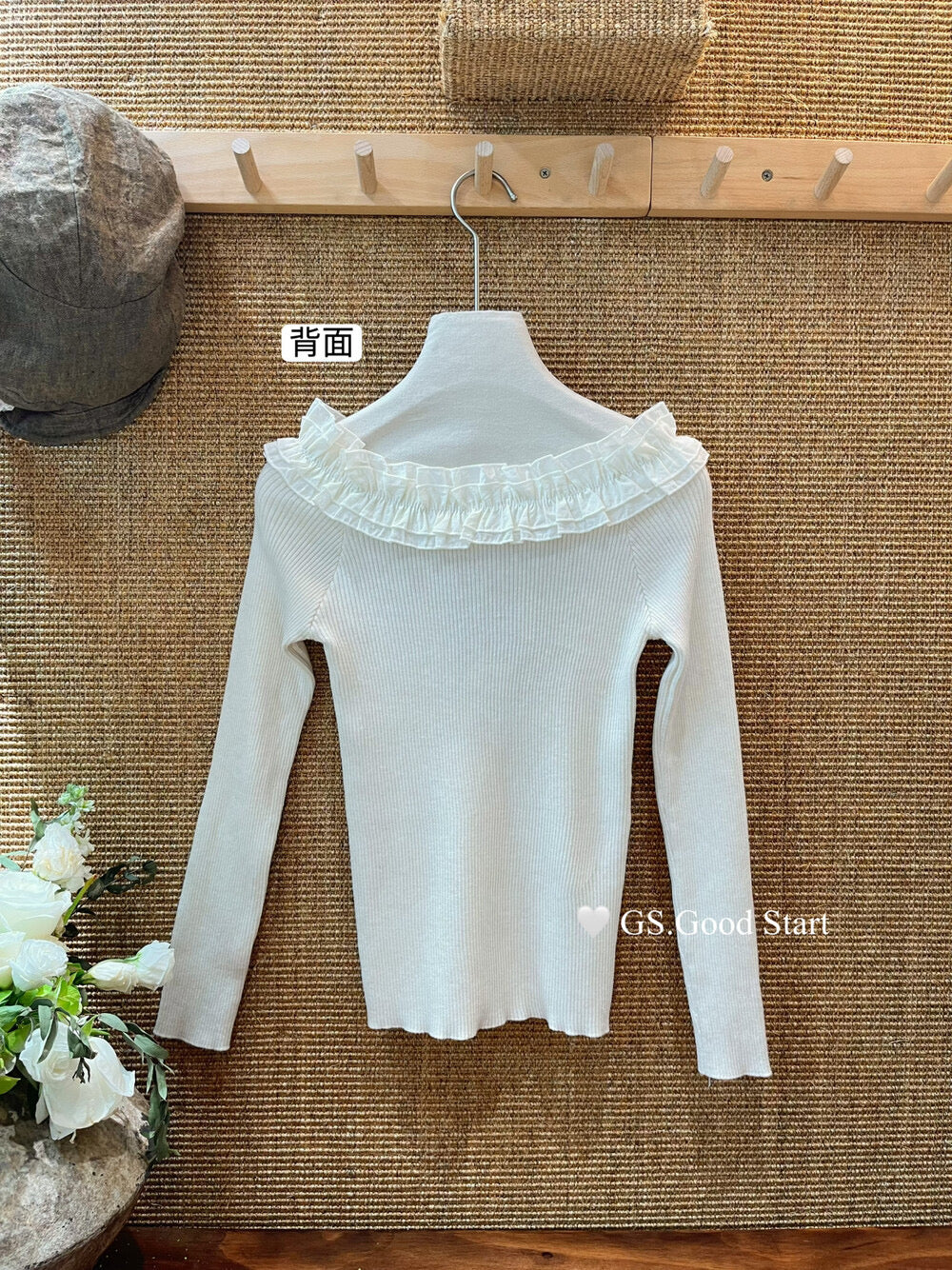 Ruffle Trim Off-Shoulder Knit Top