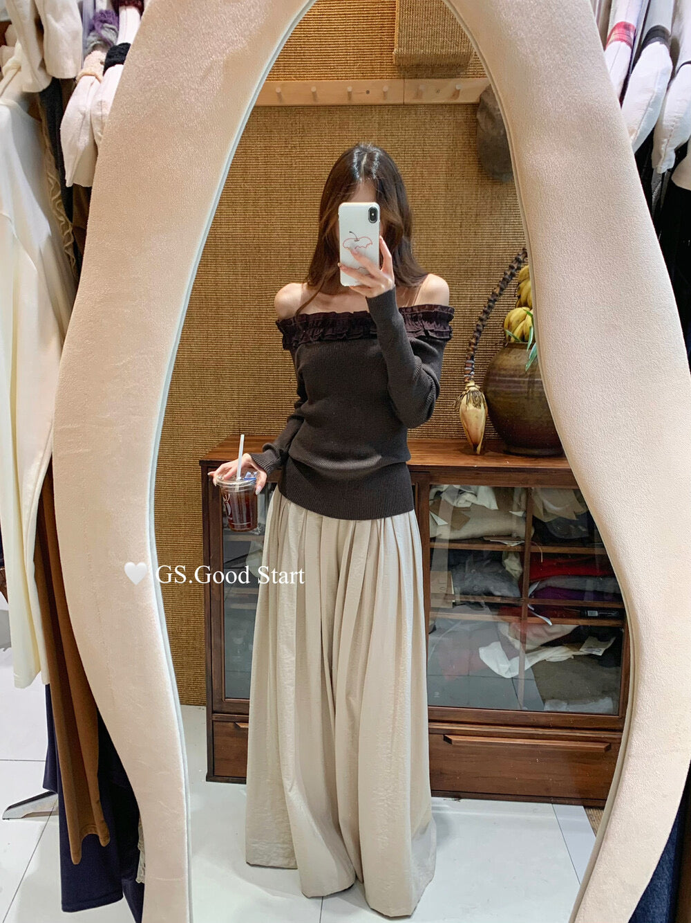 Ruffle Trim Off-Shoulder Knit Top