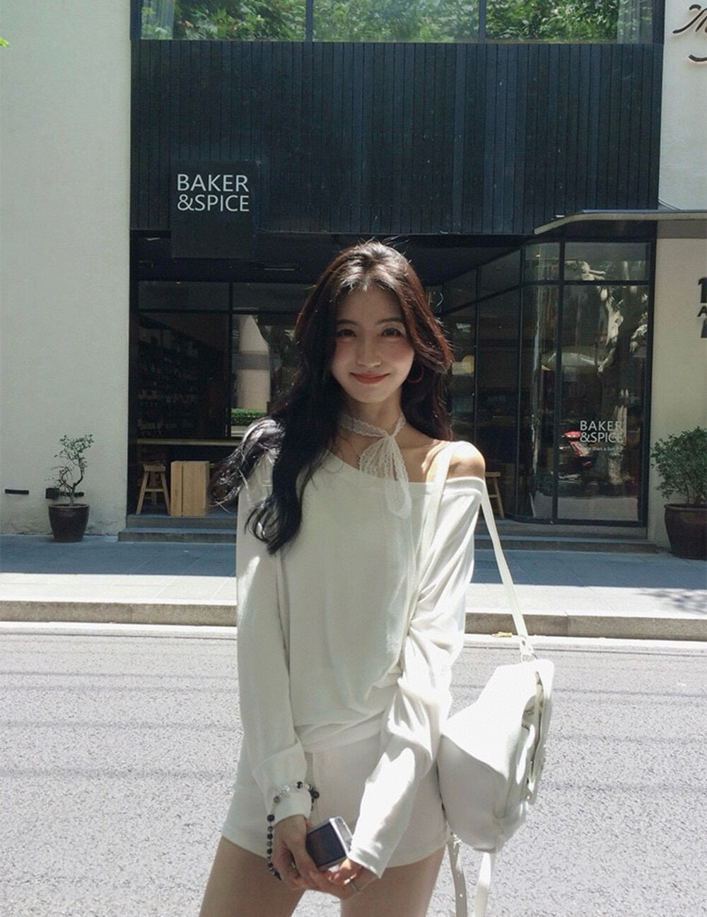Asym One-Shoulder Long-Sleeve Tee