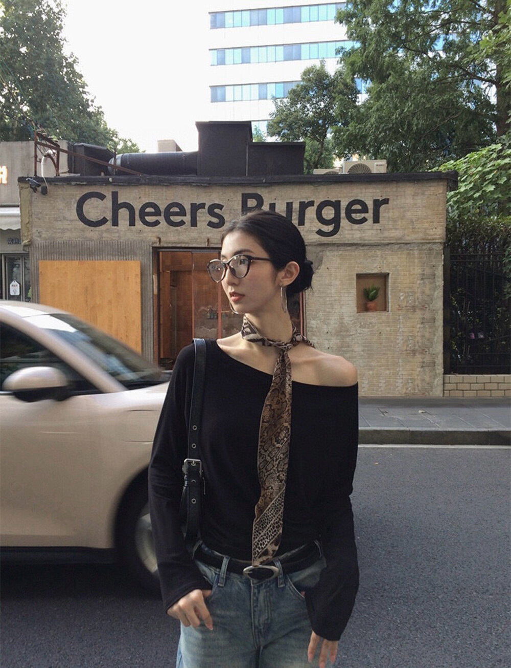 Asym One-Shoulder Long-Sleeve Tee