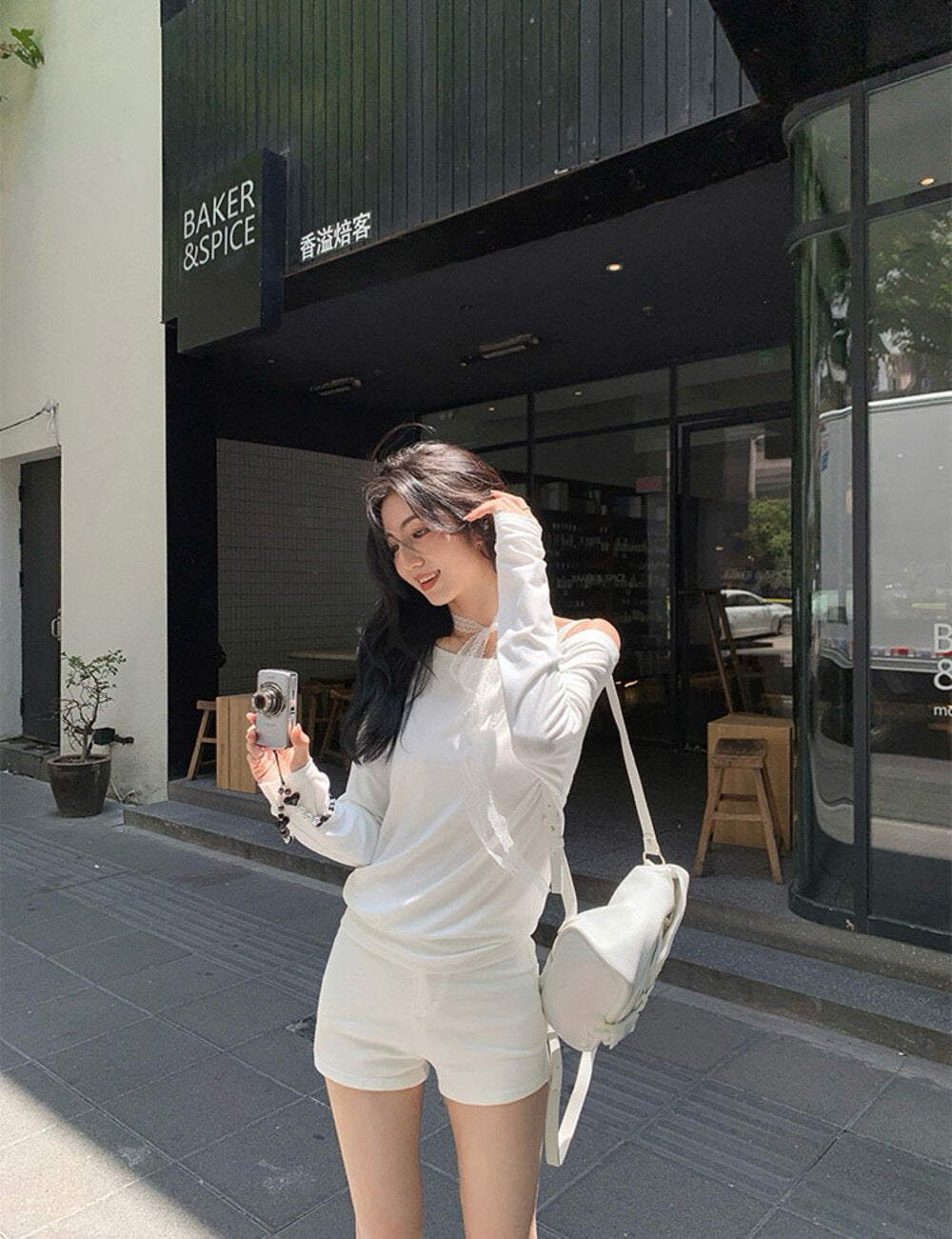 Asym One-Shoulder Long-Sleeve Tee