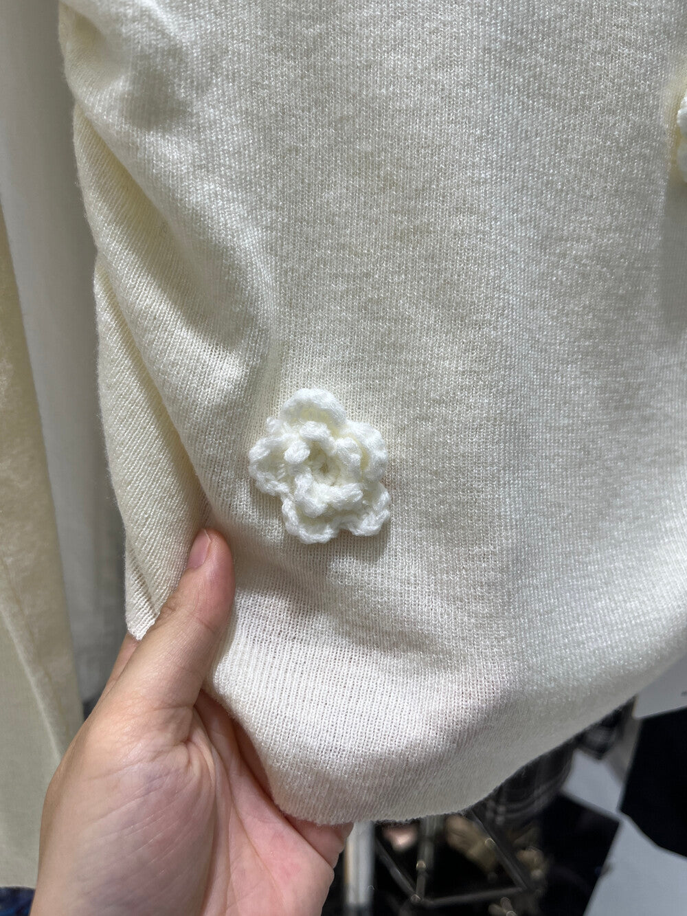 Romantic Trap Off-Shoulder Jacquard Knit Top