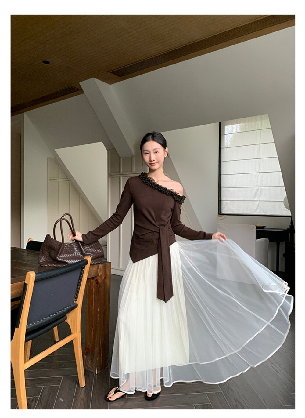 Elegance Aura High-Waist Mesh Skirt