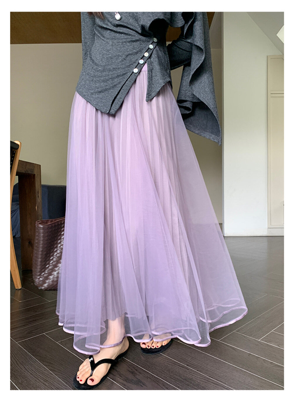 Elegance Aura High-Waist Mesh Skirt