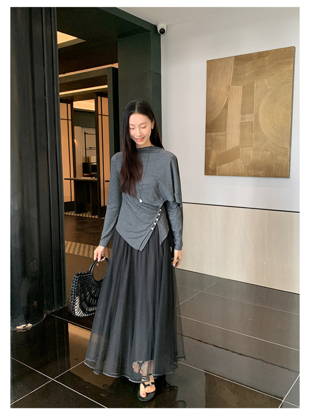 Elegance Aura High-Waist Mesh Skirt