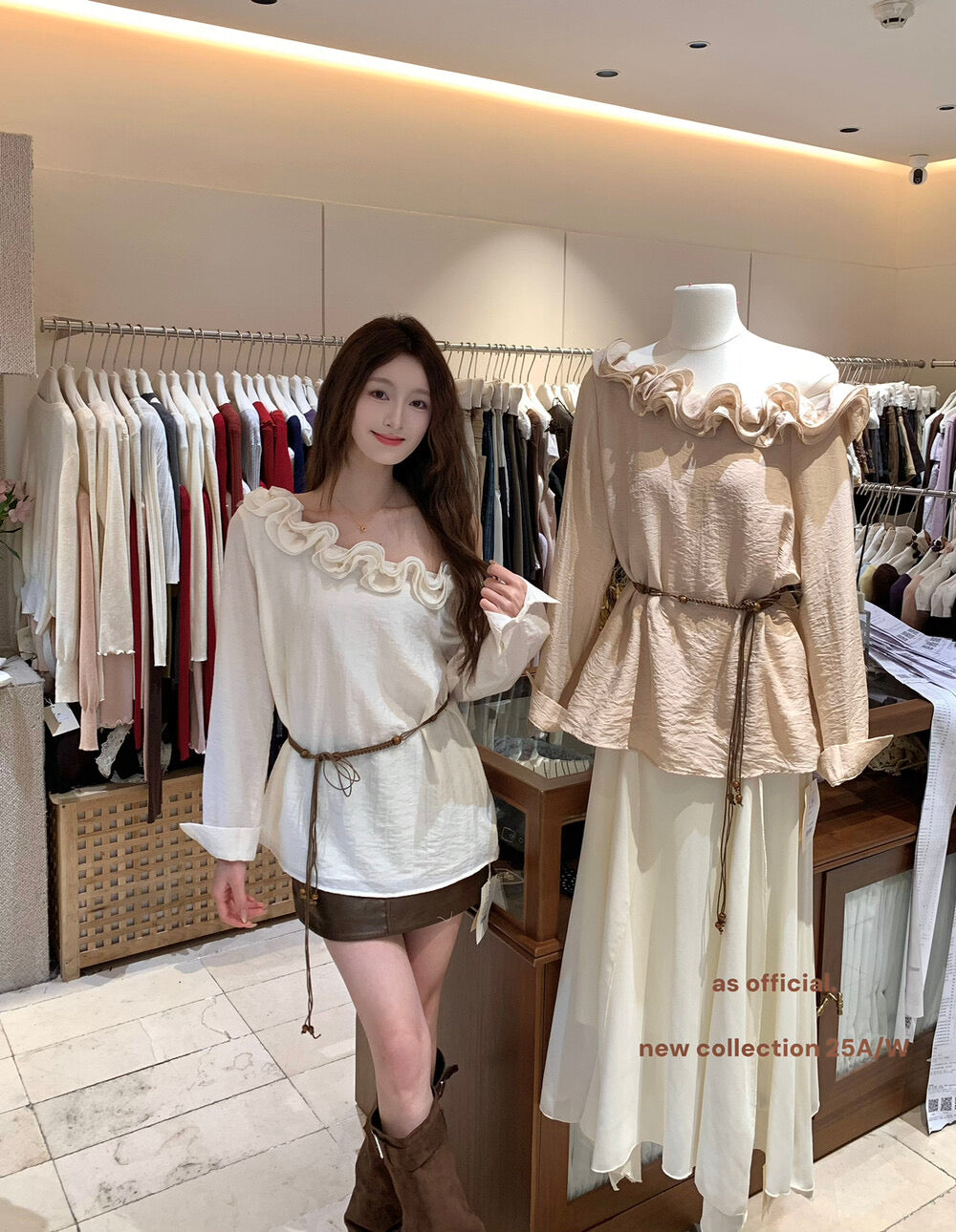Seine Ruffle Charm Blouse with Waist Tie
