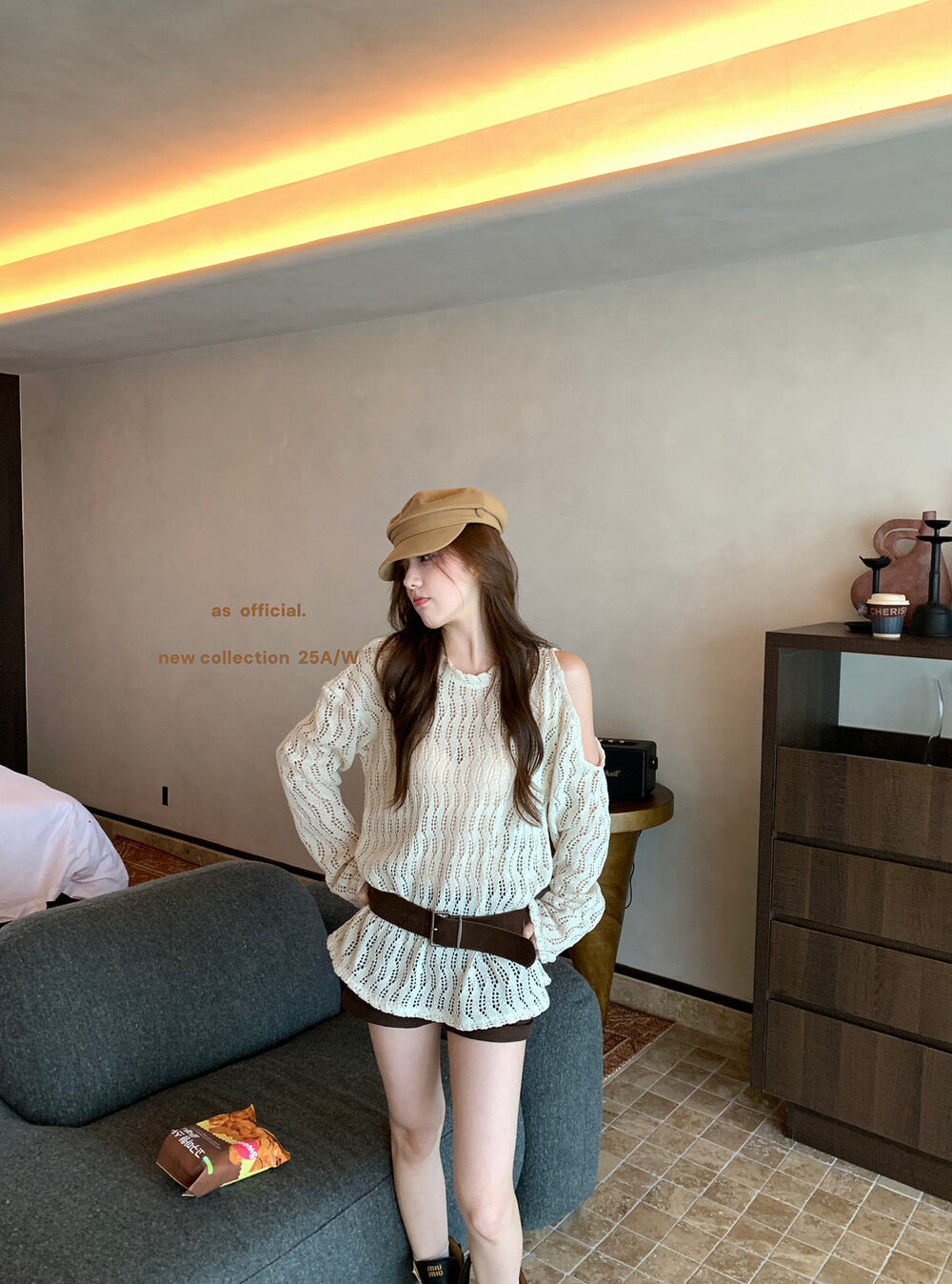 Windsor Lace Off-Shoulder Belted Blouse
