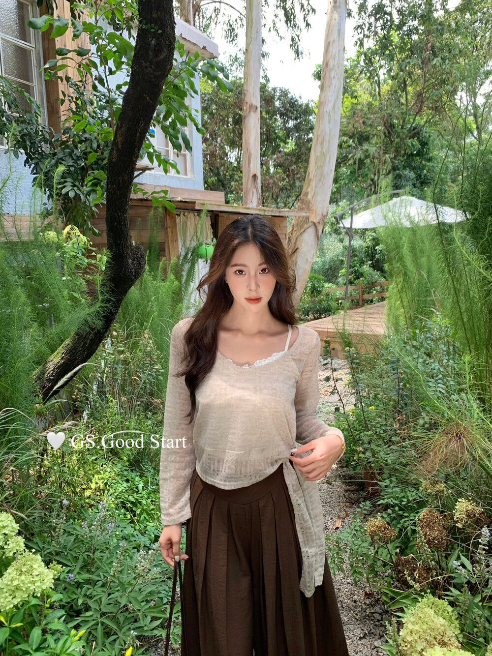 Signature Layered Tie-Waist Blouse + Lace Cami Set