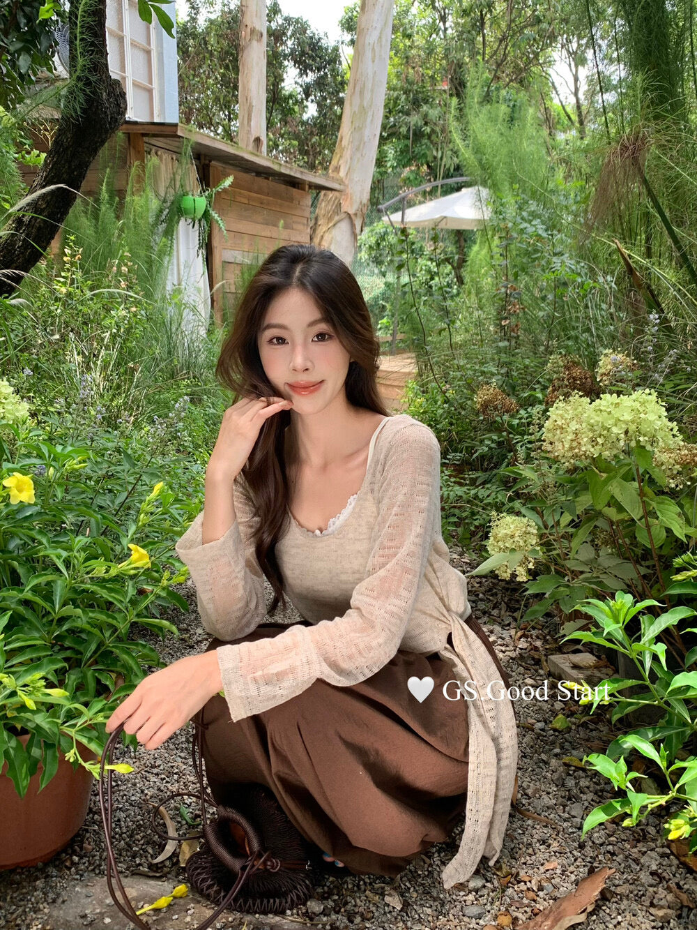 Signature Layered Tie-Waist Blouse + Lace Cami Set