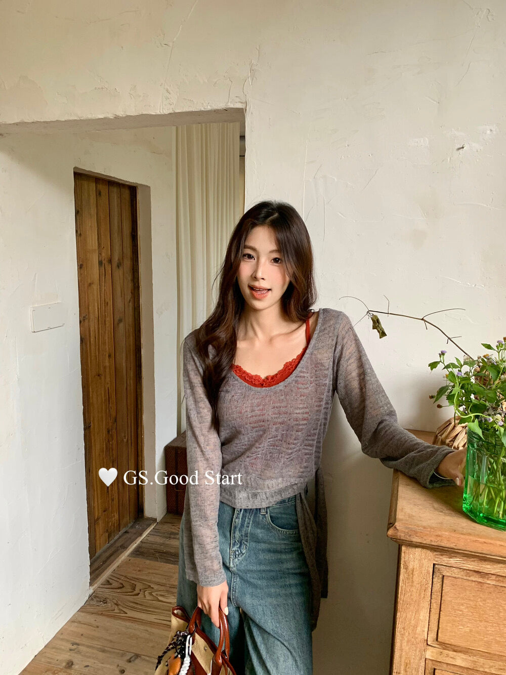 Signature Layered Tie-Waist Blouse + Lace Cami Set