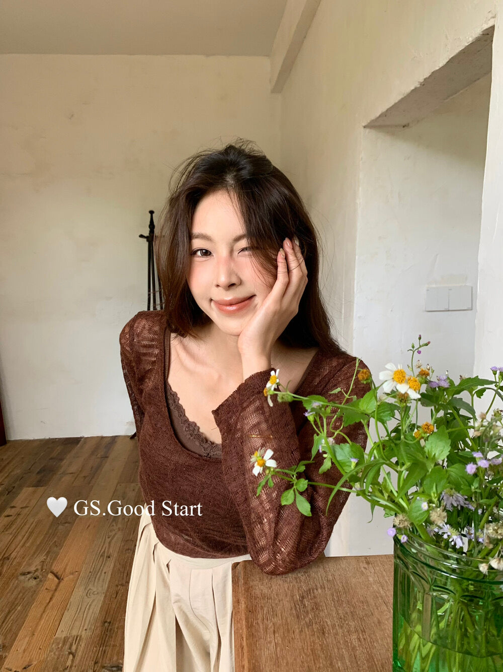 Signature Layered Tie-Waist Blouse + Lace Cami Set