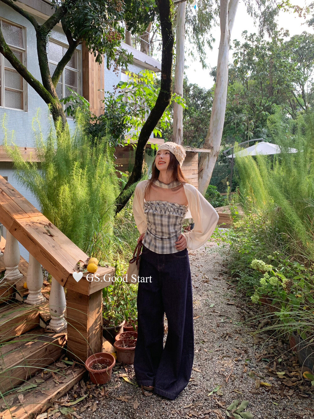 Plaid Halter Bustier + Cardigan Set with Detachable Ribbon