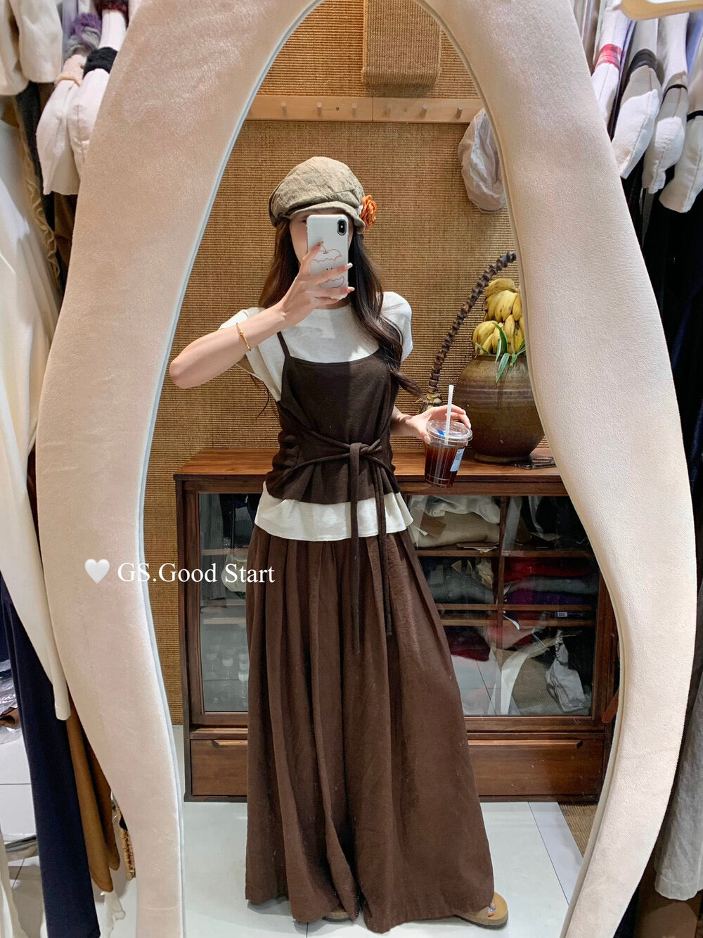 Caramel Color-Block Tie-Knit Top