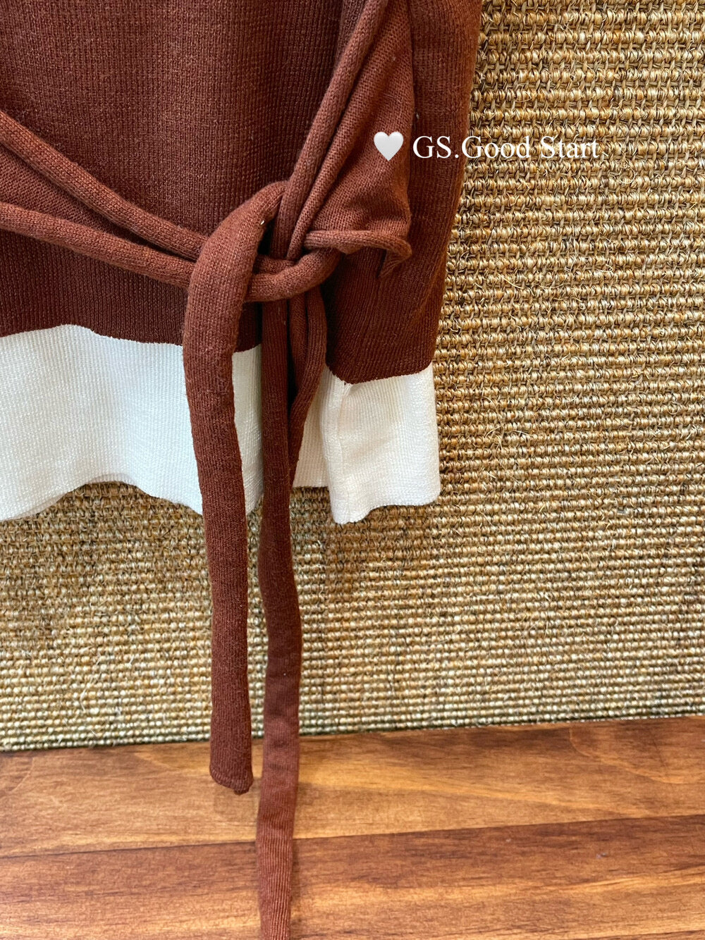 Caramel Color-Block Tie-Knit Top