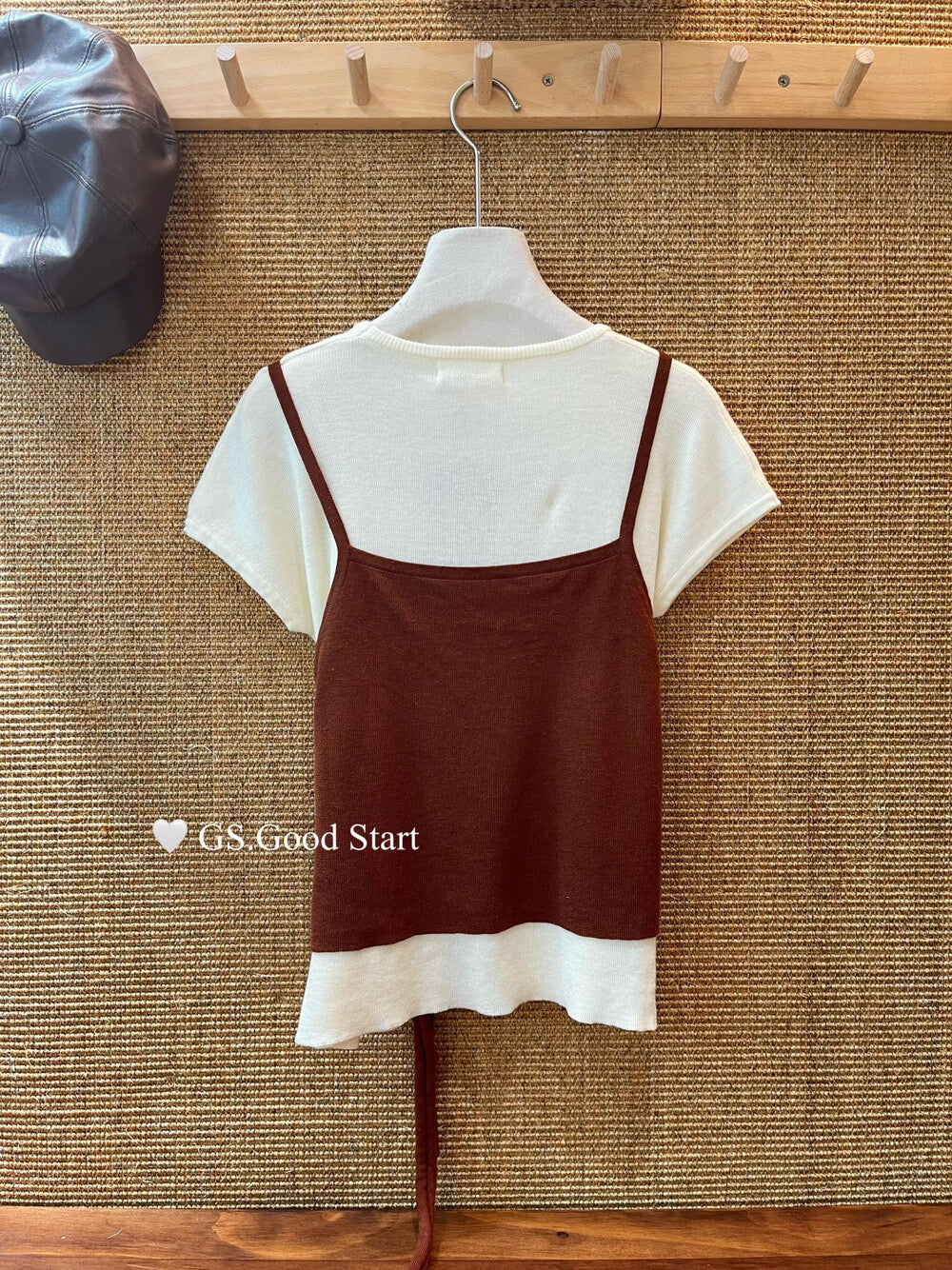 Caramel Color-Block Tie-Knit Top