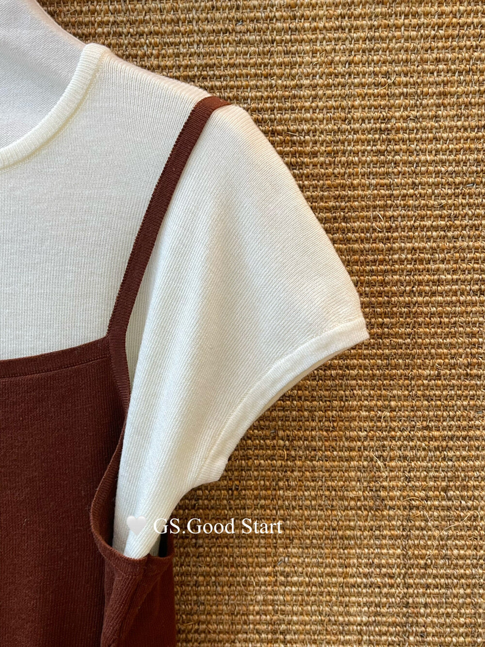 Caramel Color-Block Tie-Knit Top