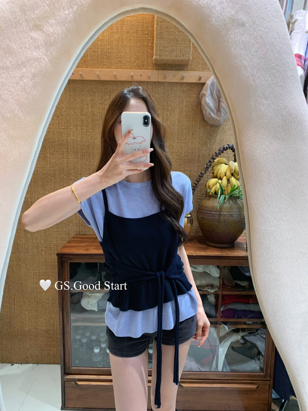 Caramel Color-Block Tie-Knit Top