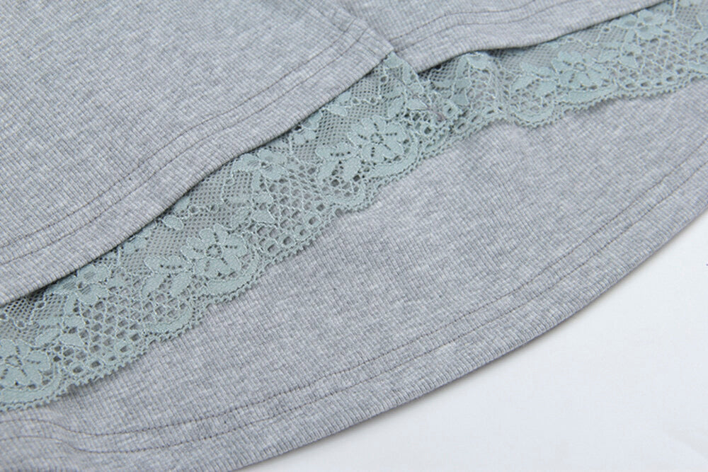 V-Neck Lace-Trim Blouse + Spaghetti Strap Tank Set