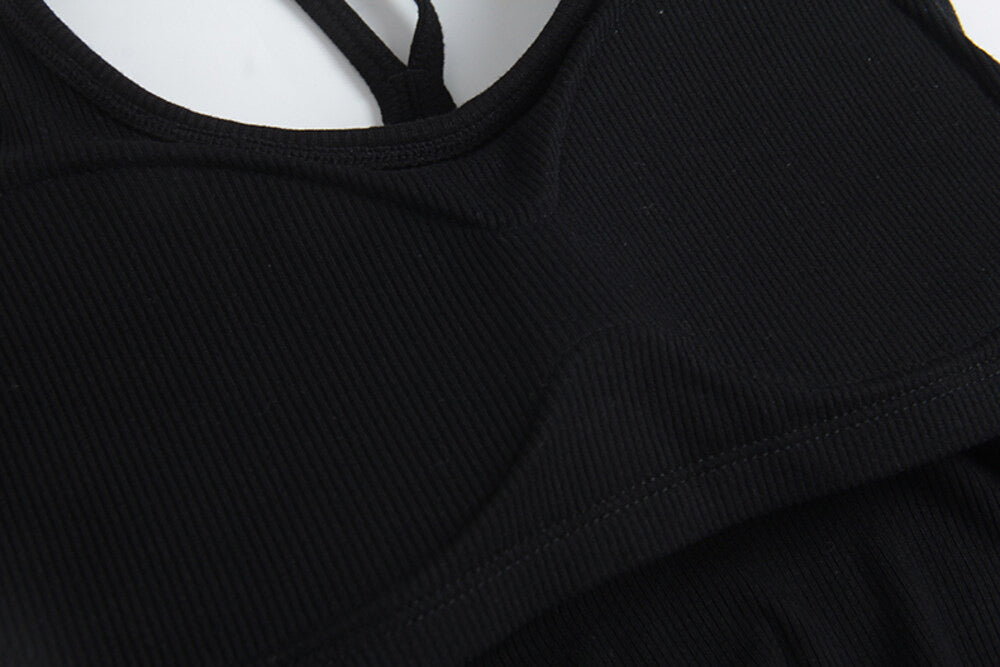 Padded Spaghetti Strap Tank Top with Open-Back Detail