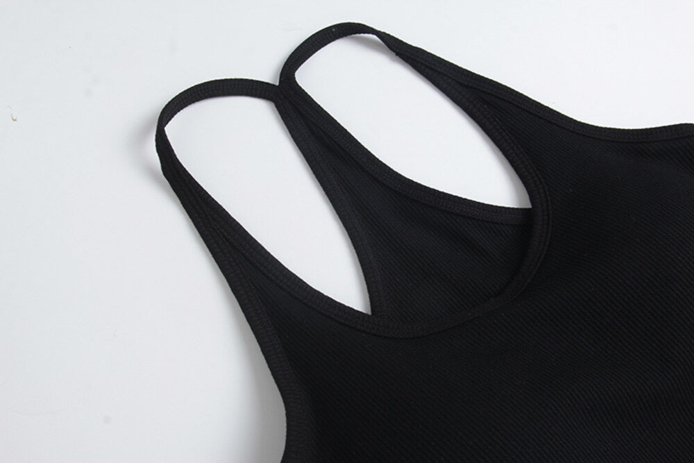 Padded Spaghetti Strap Tank Top with Open-Back Detail