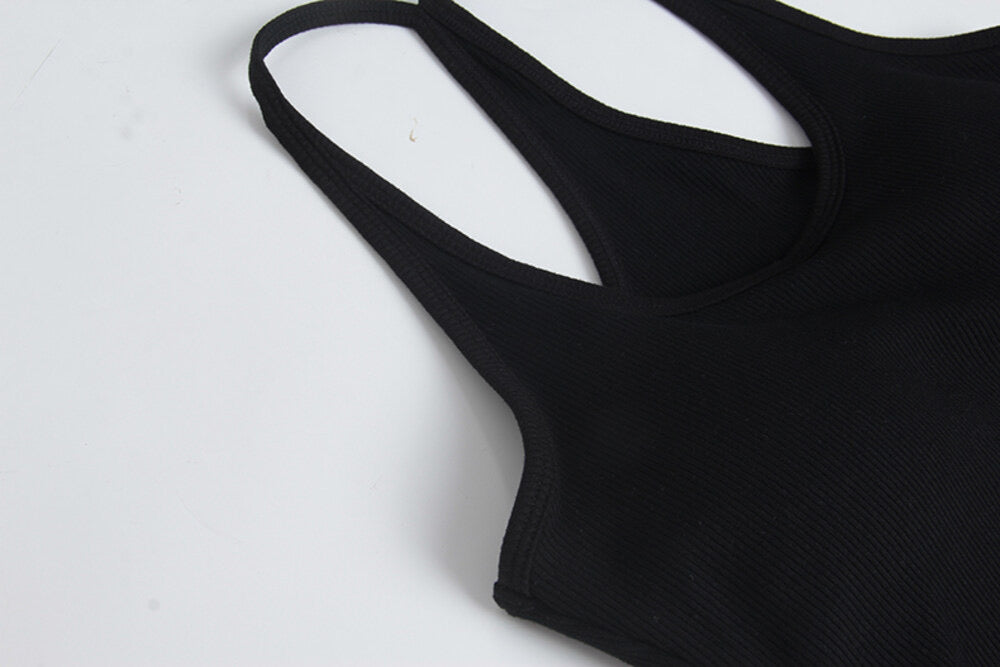 Padded Spaghetti Strap Tank Top with Open-Back Detail